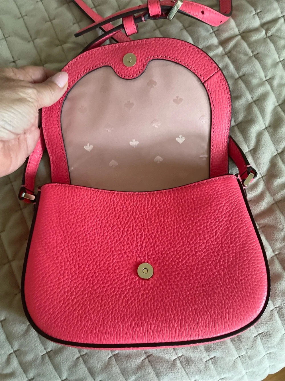 kate spade Hot Pink Pebbled Leather Flap Crossbody